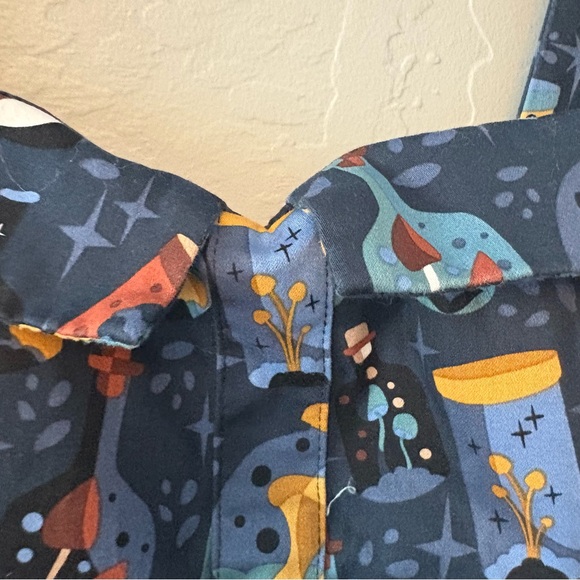 Eva Rose Mushrooms and Potions Fold-Over fit flare rockabilly swing Dress small - Picture 7 of 16